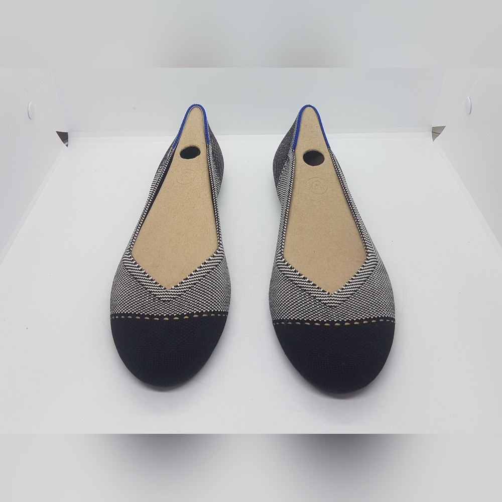 New Rothys Women's Grey Mist Captoe Textile Flats Sz 8